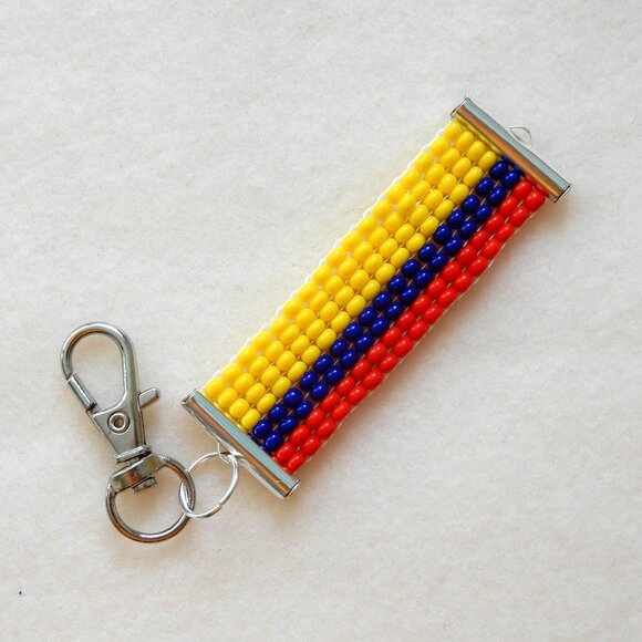 Colombia Colombian flag bead keychain/bag charm, handmade, Bogota - Picture 1 of 5